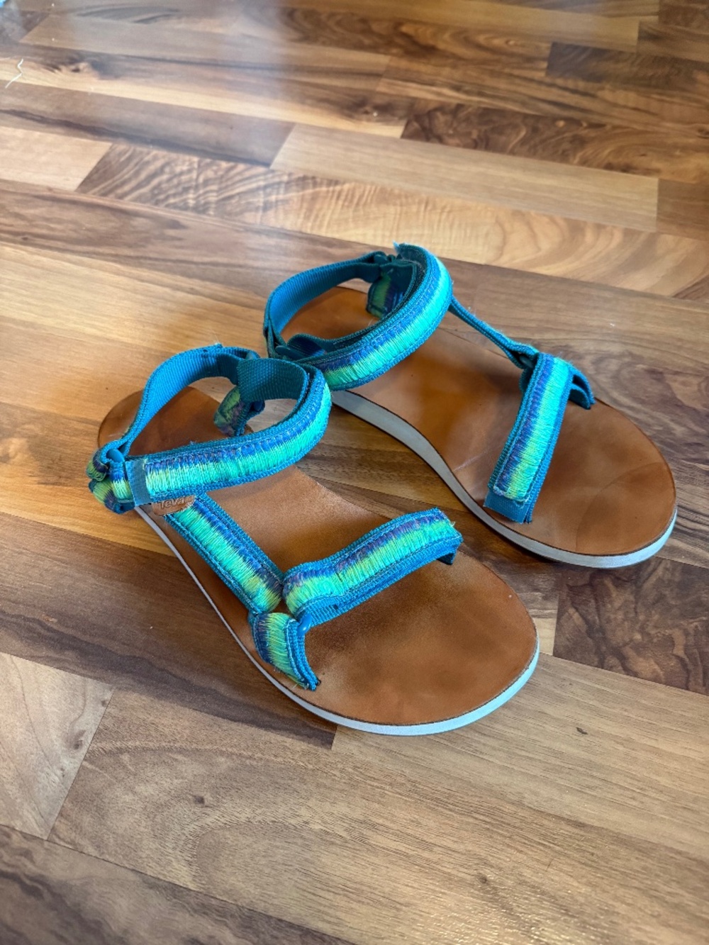 Teva Teal Sandals with Lime & Blue Accent Straps
